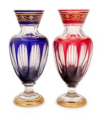 Two St. Louis Cut-to-Clear Glass Urns