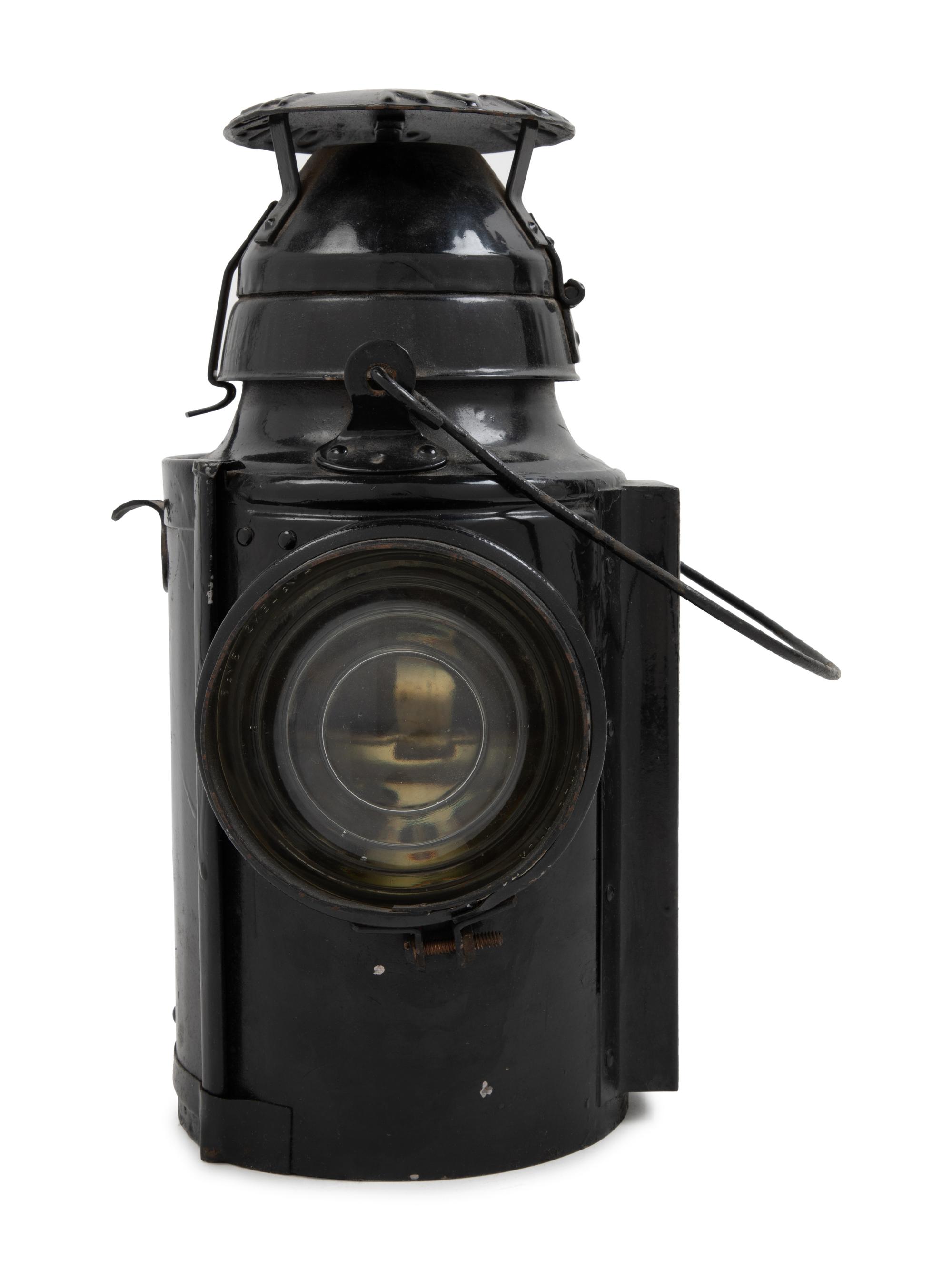 A Pennsylvania Railroad Painted Metal Two-Direction Block Limit Signal Lantern