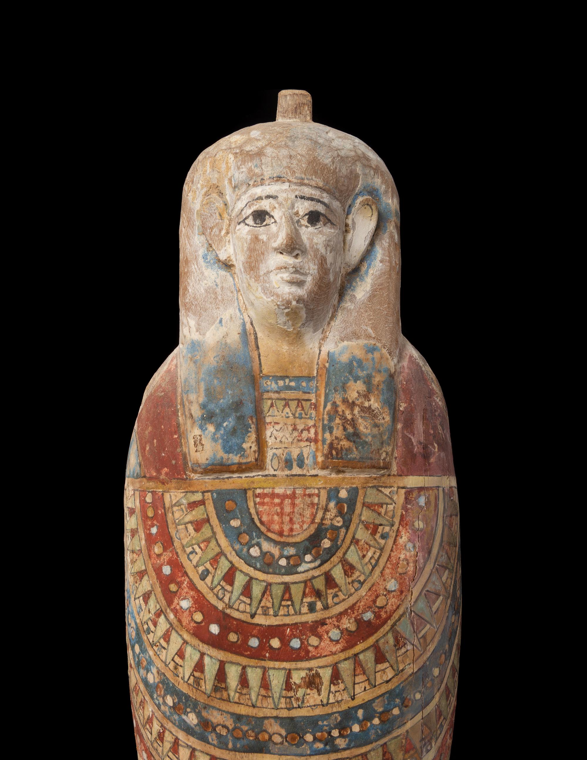 An Egyptian Painted Wood Ptah-Sokar-Osiris Height 30 inches. — LATE PERIOD TO PTOLEMAIC PERIOD, 664-30 B.C.E.
