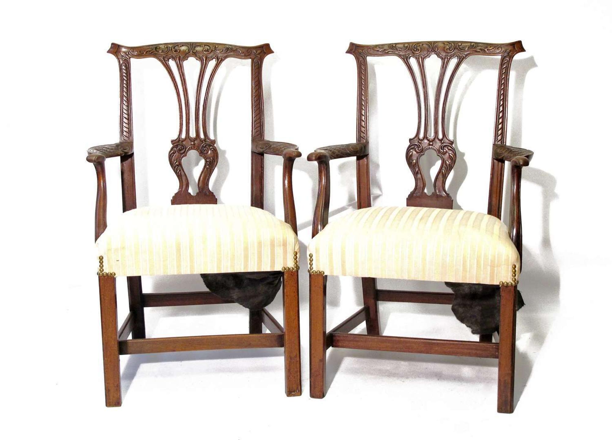 Pair of Chippendale carved mahogany armchairs possibly irish, circa 1770 and later