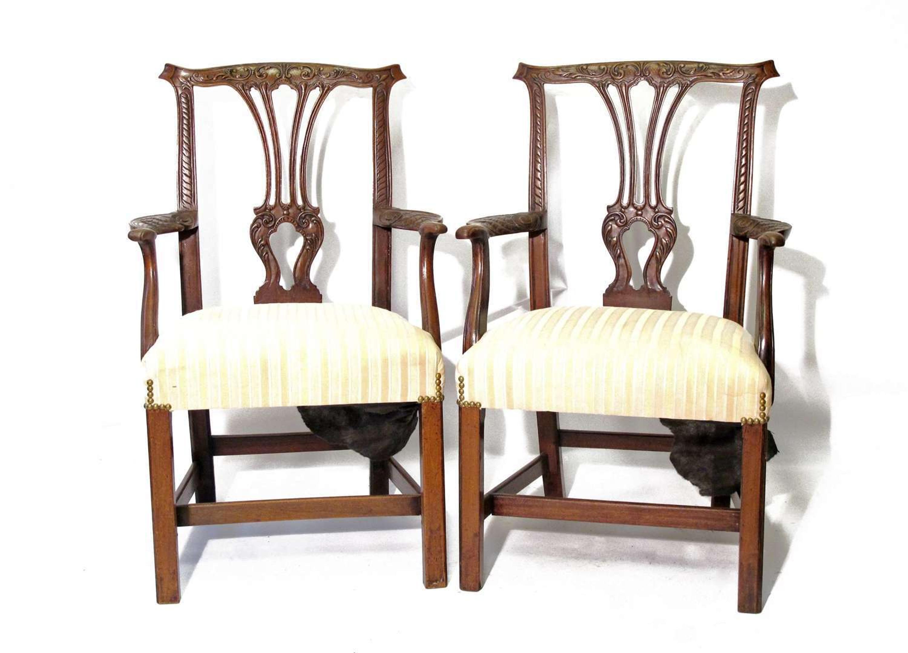 Pair of Chippendale carved mahogany armchairs possibly irish, circa 1770 and later