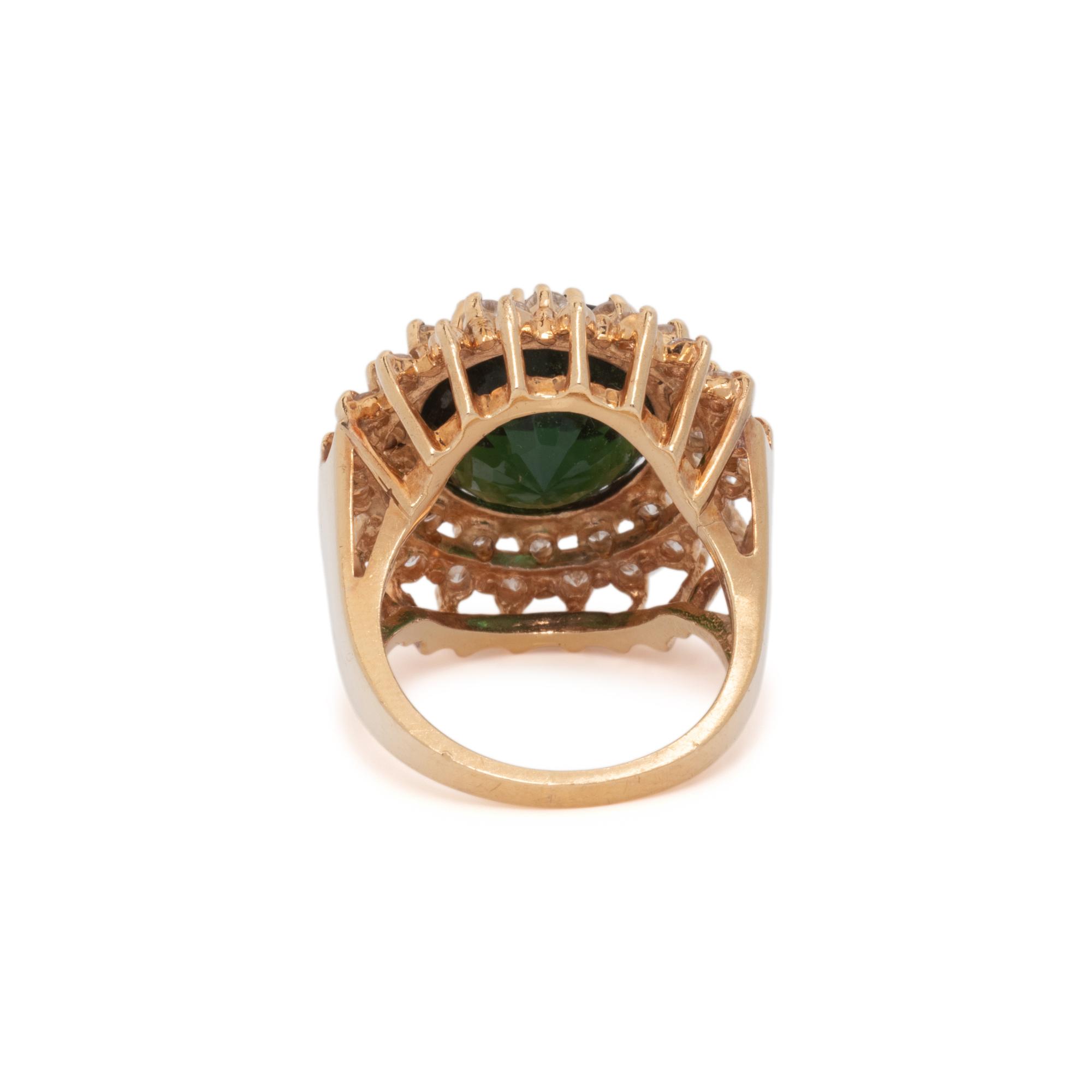 GREEN TOURMALINE AND DIAMOND RING