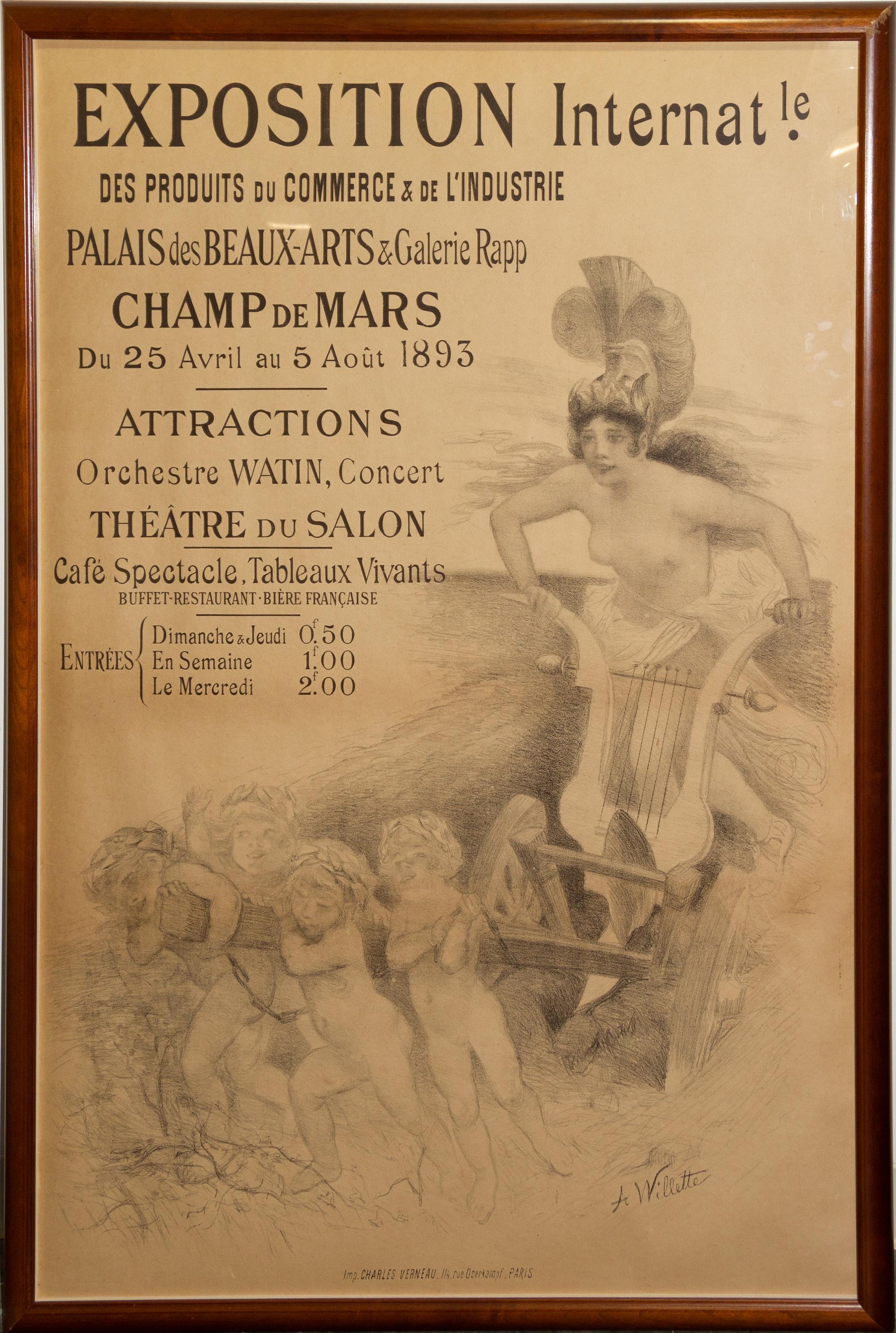 Adolphe Willette, (French, 1857-1926), Exposition International des Produits du Commerce & de L'Industrie, 1893