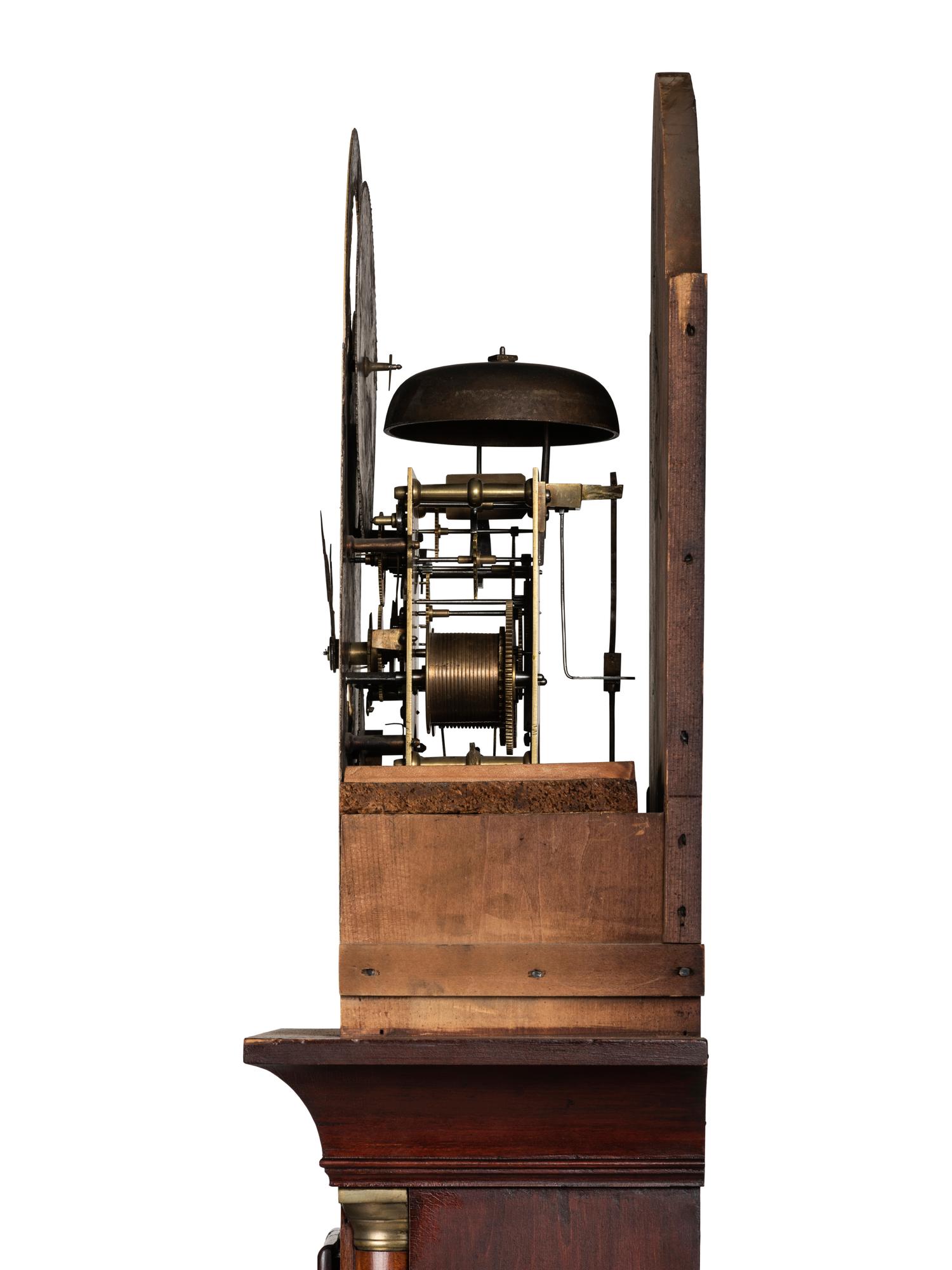 A Federal Inlaid Mahogany Tall Case Clock With Works by Frederick Wingate, Augusta, Maine