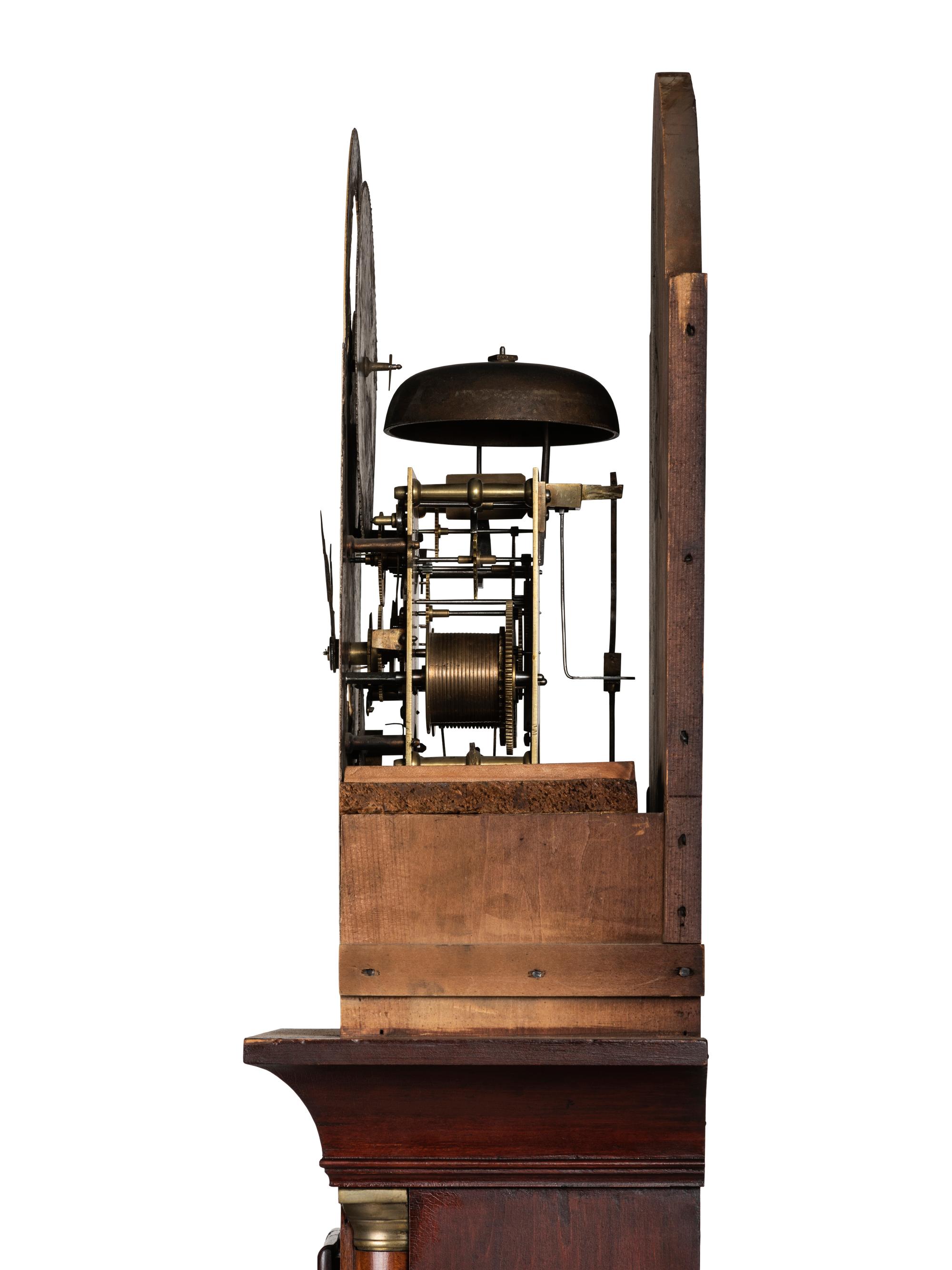 A Federal Inlaid Mahogany Tall Case Clock With Works by Frederick Wingate, Augusta, Maine