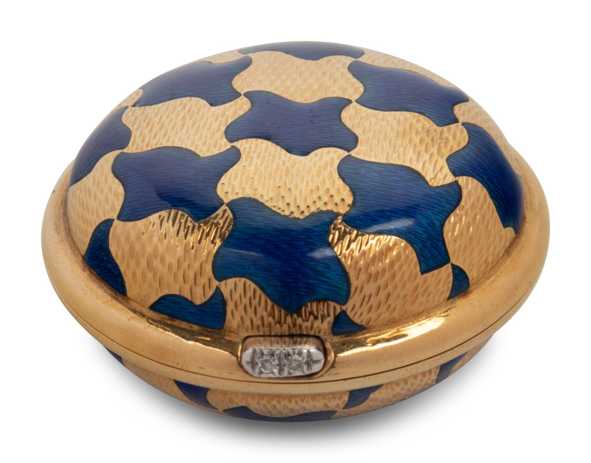 An 18 Karat Gold, Enamel and Diamond-Inset Bonbonnière