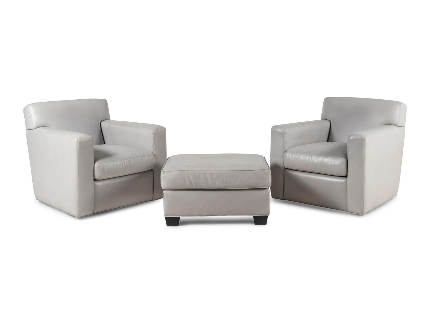 A Pair of Contemporary Leather-Upholstered Lounge Chairs