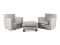 A Pair of Contemporary Leather-Upholstered Lounge Chairs