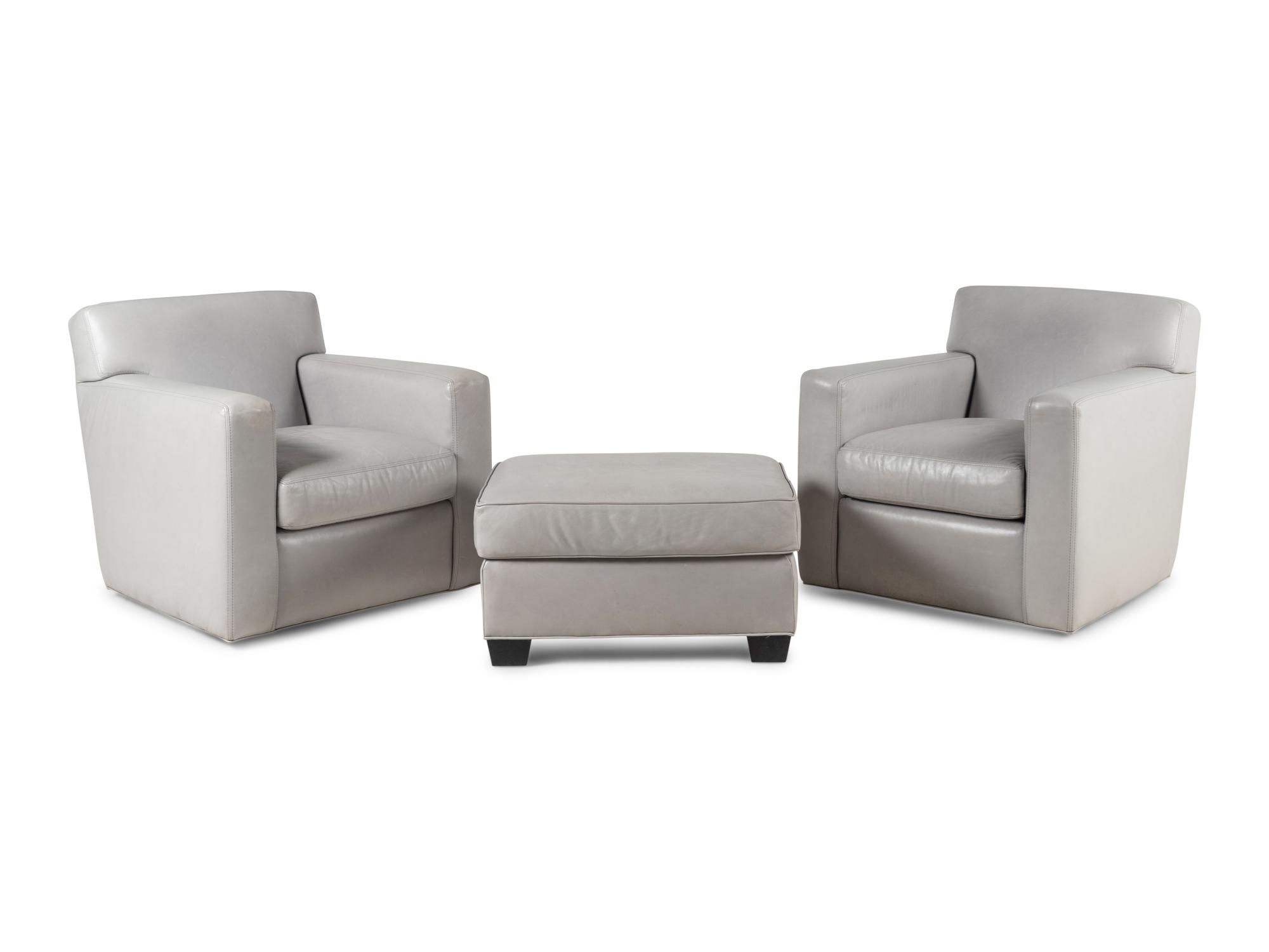 A Pair of Contemporary Leather-Upholstered Lounge Chairs