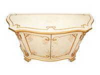 A Pair of Painted and Parcel Gilt Serpentine-Front Cabinets