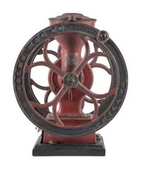 A Coles Manufacturing Cast Iron Double-Wheeled Coffee Grinder