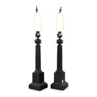 A Pair of Neoclassical Style Patinated Bronze Table Lamps