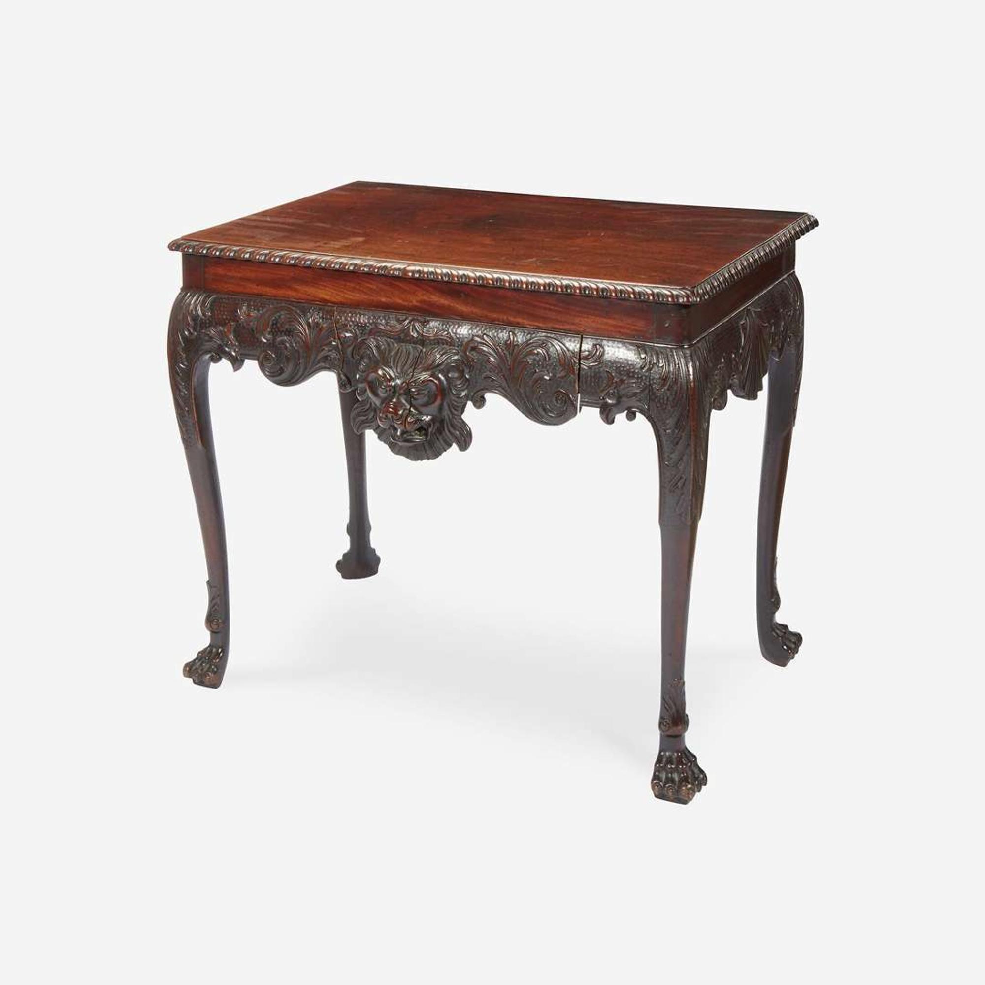 An Irish George II Carved Mahogany Side Table First half 18th century