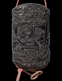 Two Japanese Carved Lacquer Inros