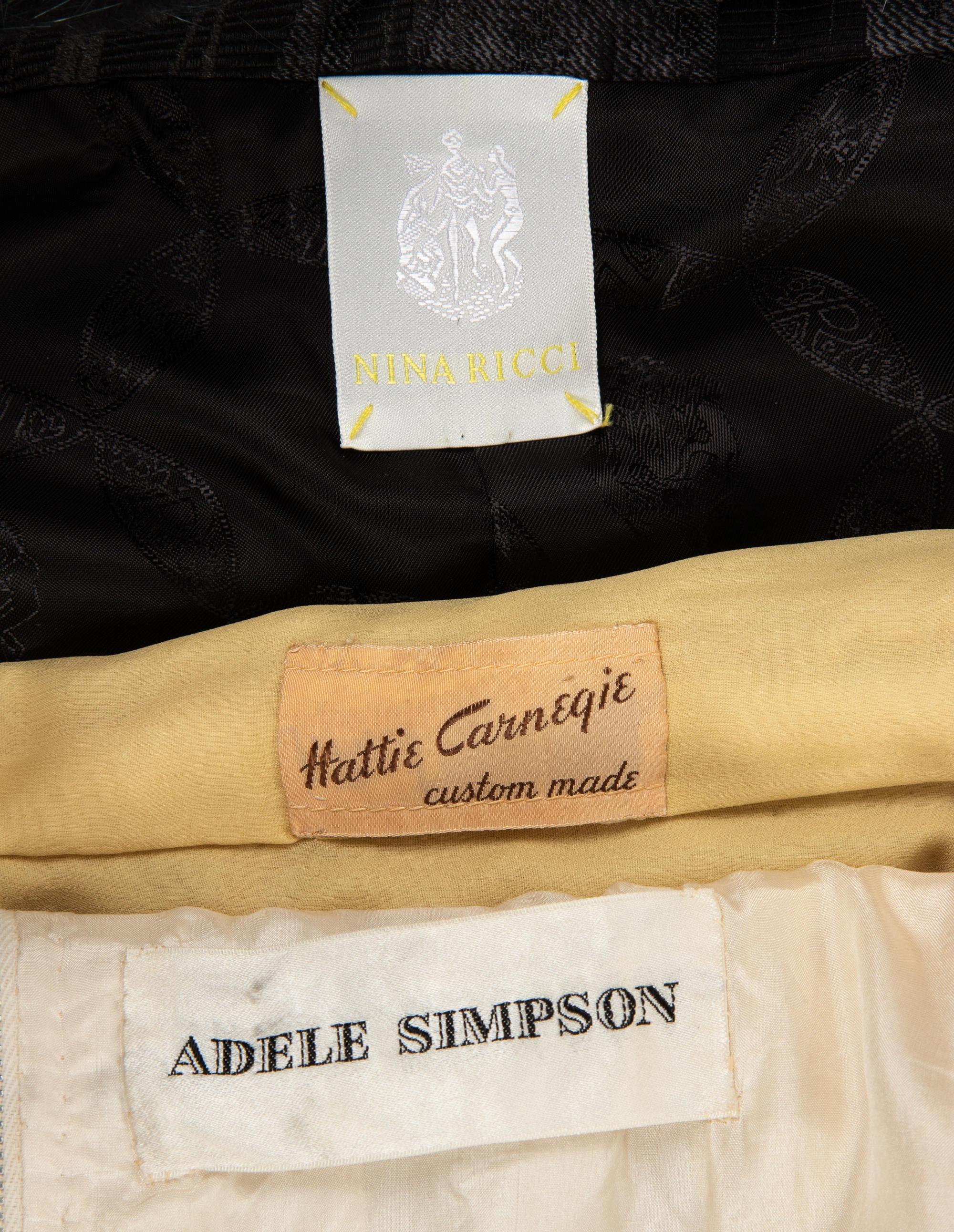Three Designer Items: Adele Simpson, Hattie Carnegie, Nina Ricci, 1950s-2000s