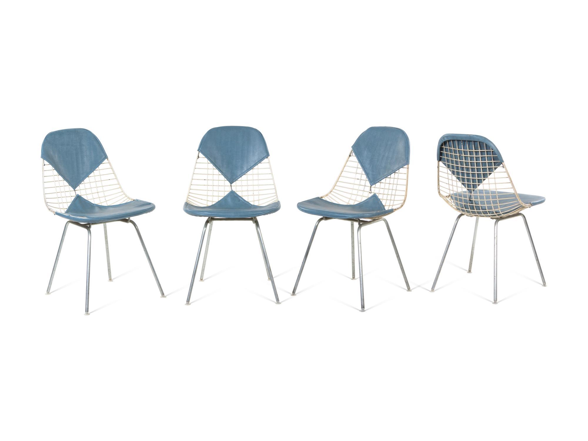 Set of Four DKR-2 Bikini Dining Chairs, together with an Aluminum Group Dining Table Herman Miller, USA