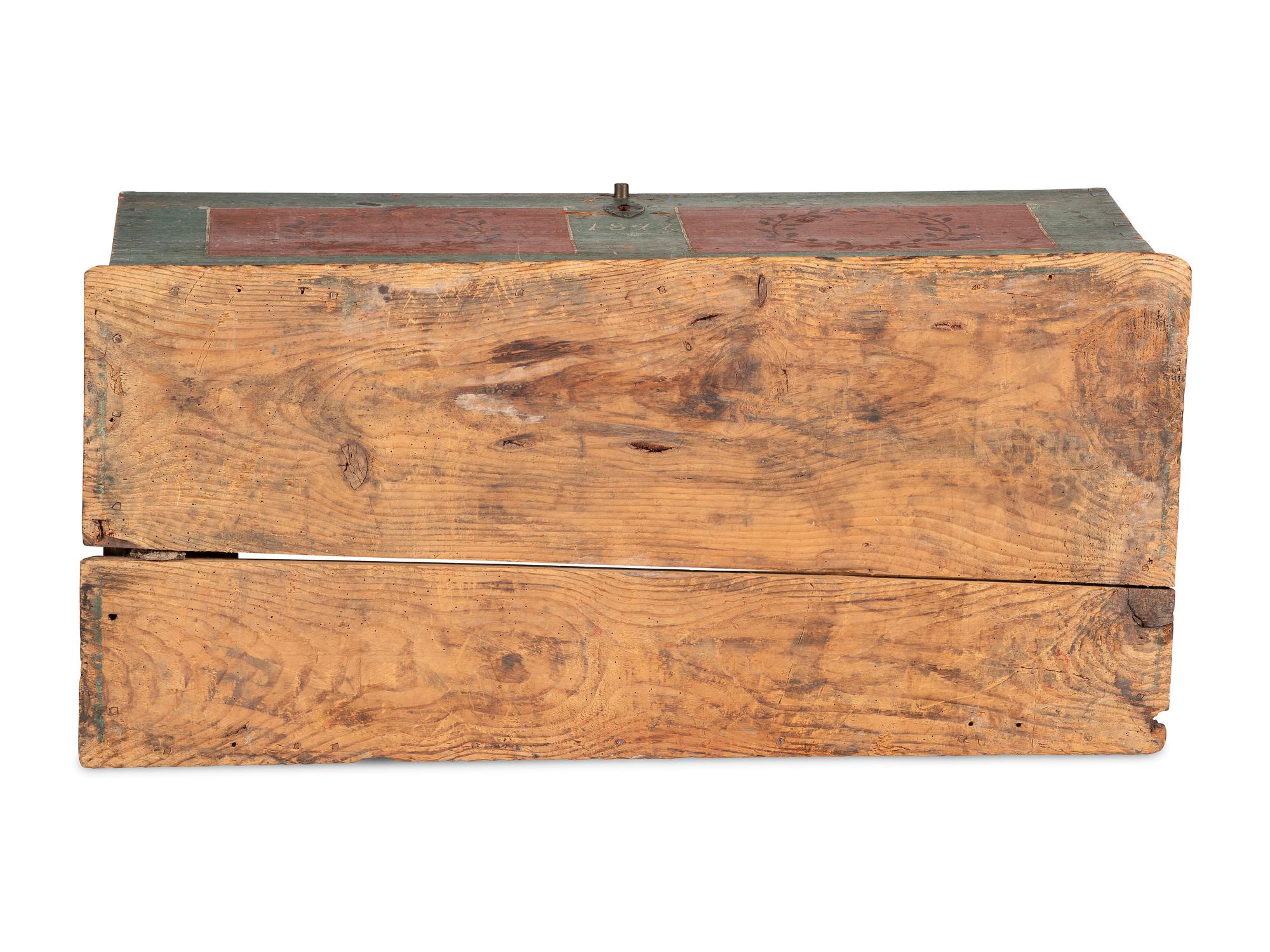 A Country Painted Yellow Pine Storage Chest