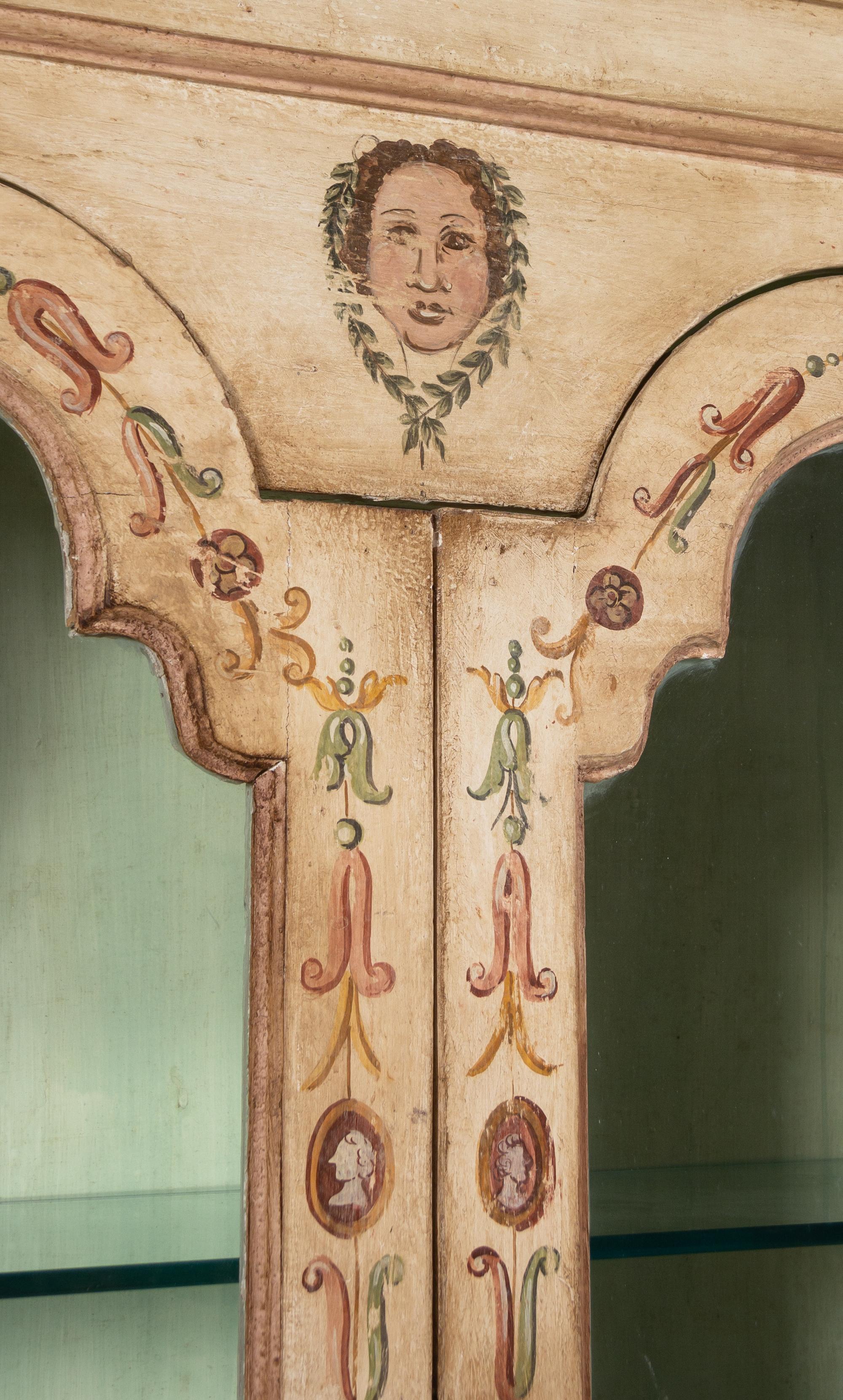 An Italian Painted Slant-Front Secretary Bookcase