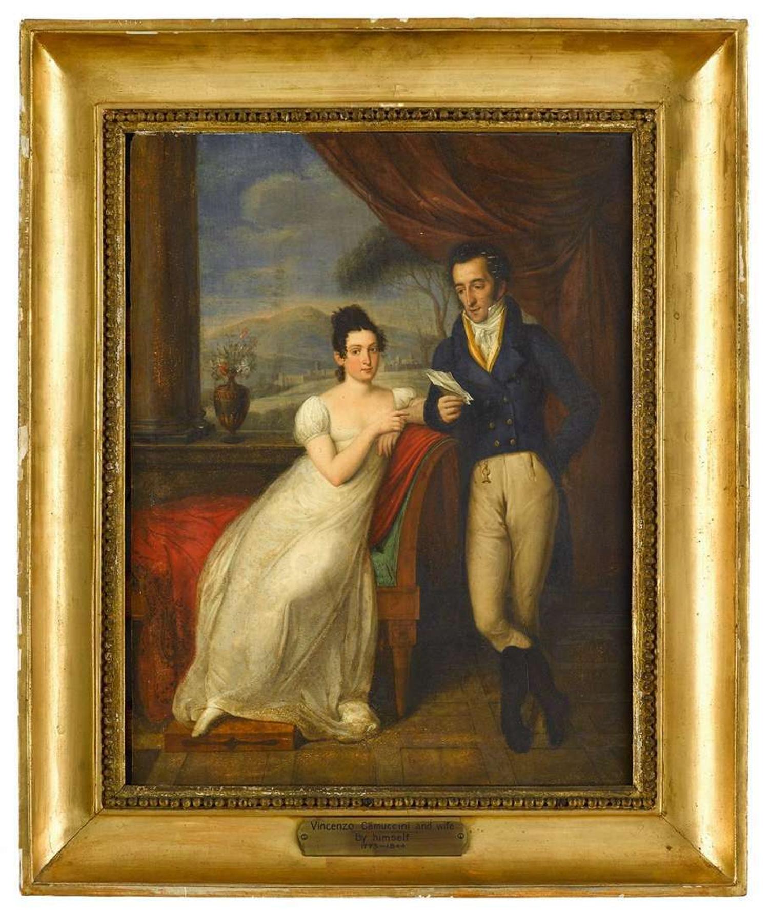 Attributed to Vincenzo Camuccini (Italian 1771-1844) portrait of vincenzo camuccini and his wife, 19th century