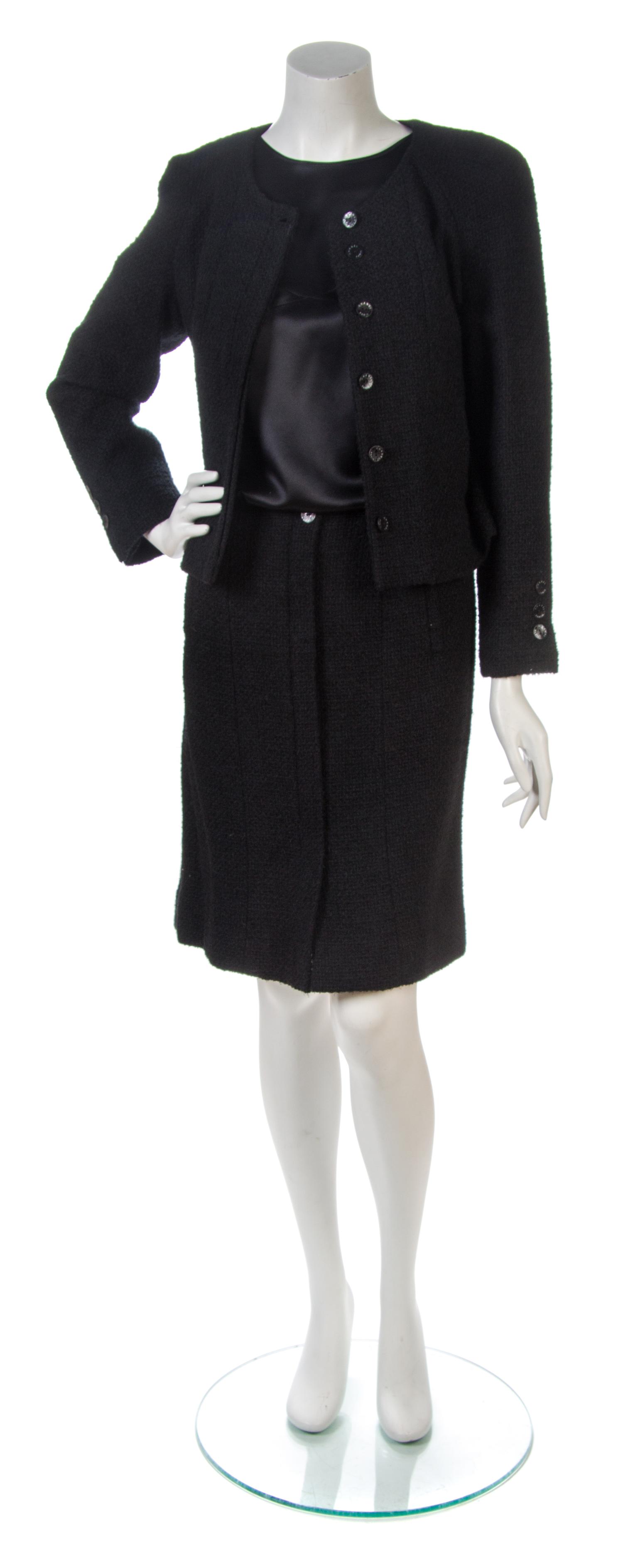 A Chanel Black Wool Tweed Skirt Suit,
