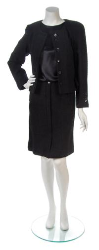 A Chanel Black Wool Tweed Skirt Suit,