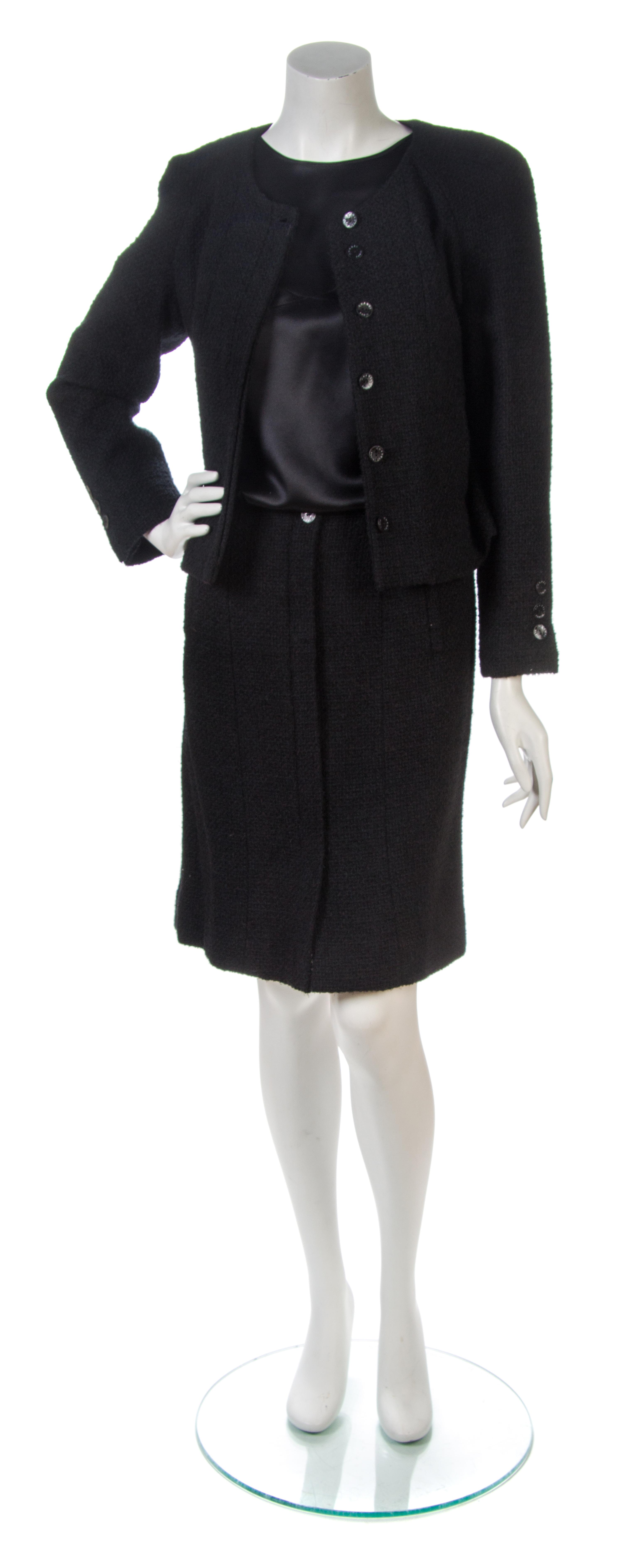 A Chanel Black Wool Tweed Skirt Suit,