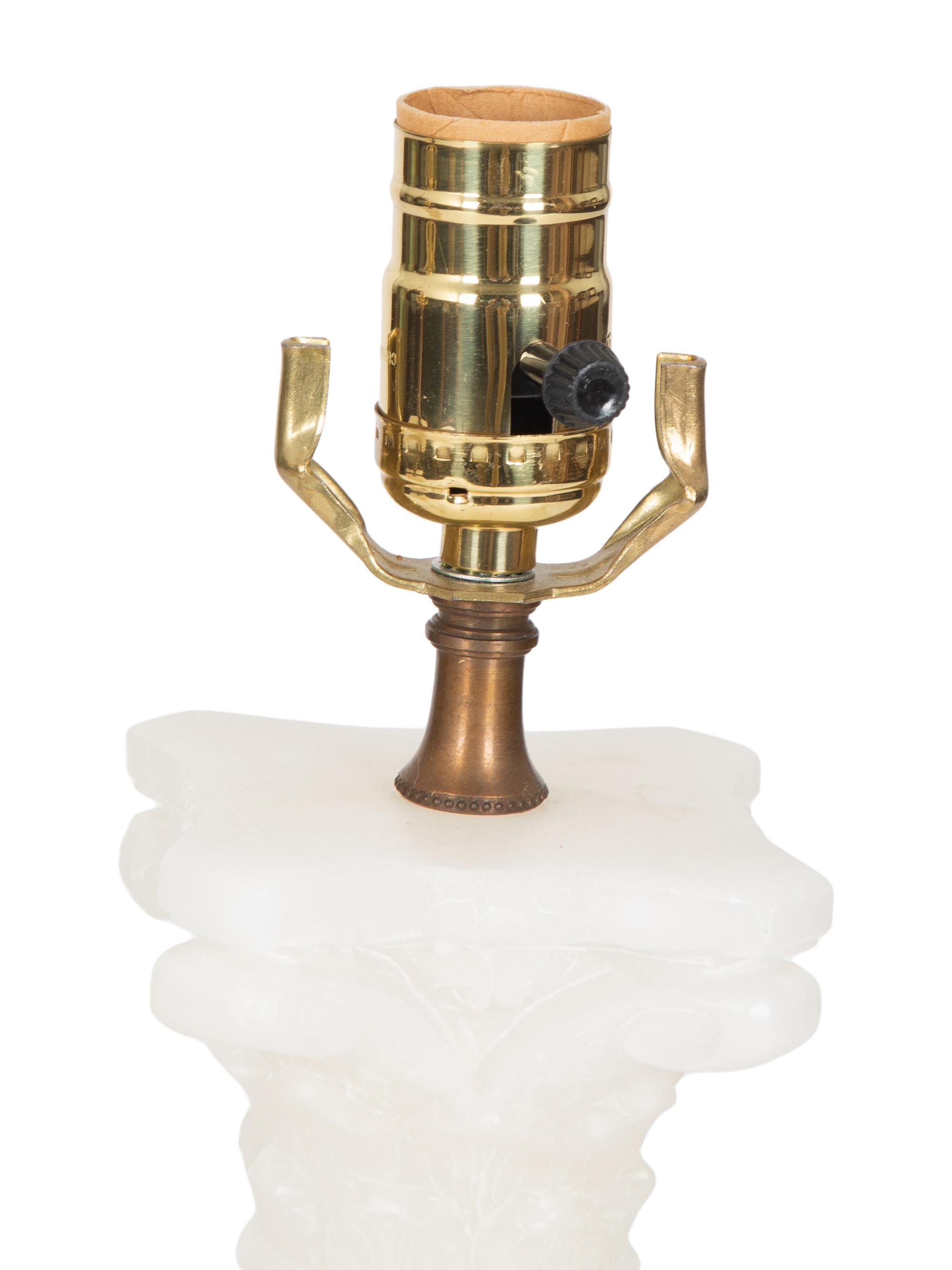 Two Carved Alabaster Lamps — 20TH CENTURY