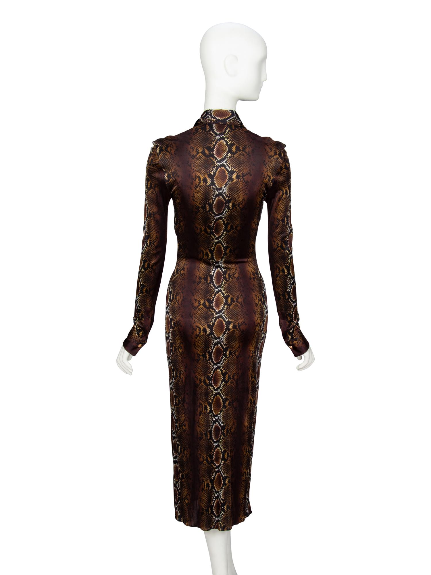 VERSACE, SNAKESKIN PRINT STRETCH DRESS