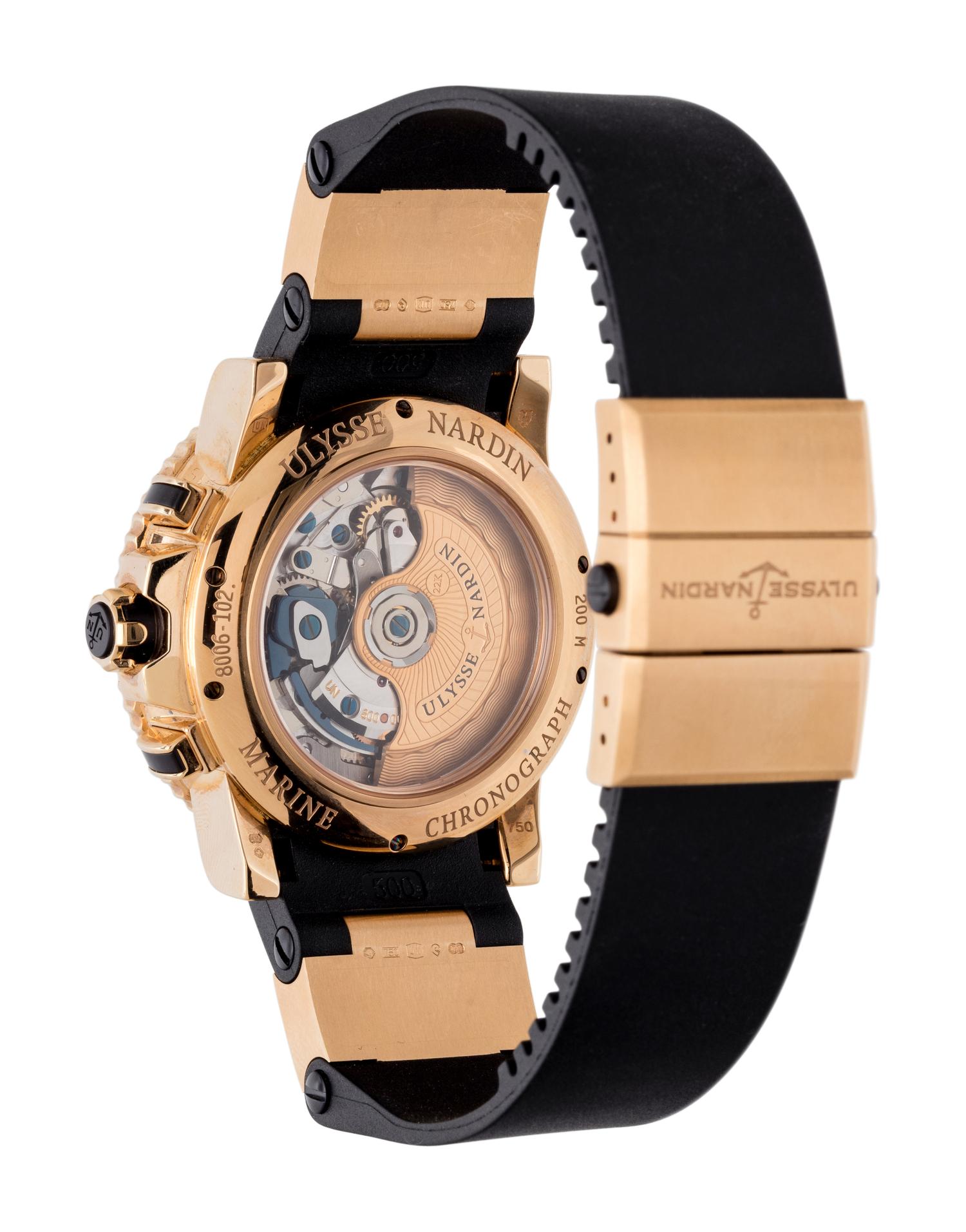 ULYSSE NARDIN, 18K PINK GOLD REF. 8006 'MAXI MARINE DIVER' CHRONOGRAPH WRISTWATCH