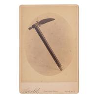 [NATIVE AMERICANS]. Cabinet photograph of the tomahawk of John Mohawk, stolen and used by Moses Van Campen in 1780. Bath, New York: Goold, 1888.