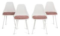 A Burke Tulip Table and Four #103 Fiberglass Chairs Table height 29 x diameter 42 inches. — MID 20TH CENTURY