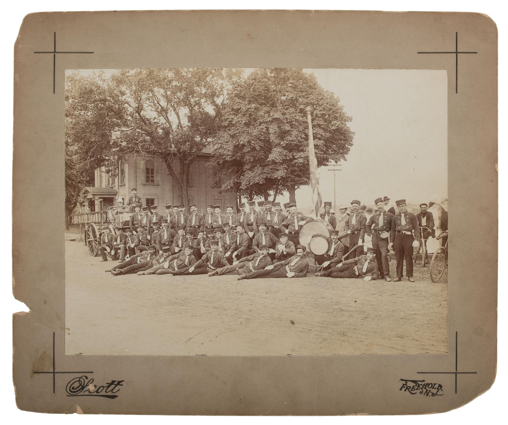 [EARLY PHOTOGRAPHY] -- [FIREFIGHTING]. A group of 2 photographs featuring firefighters, incl. sixth plate tintype of identified New York firefighter.