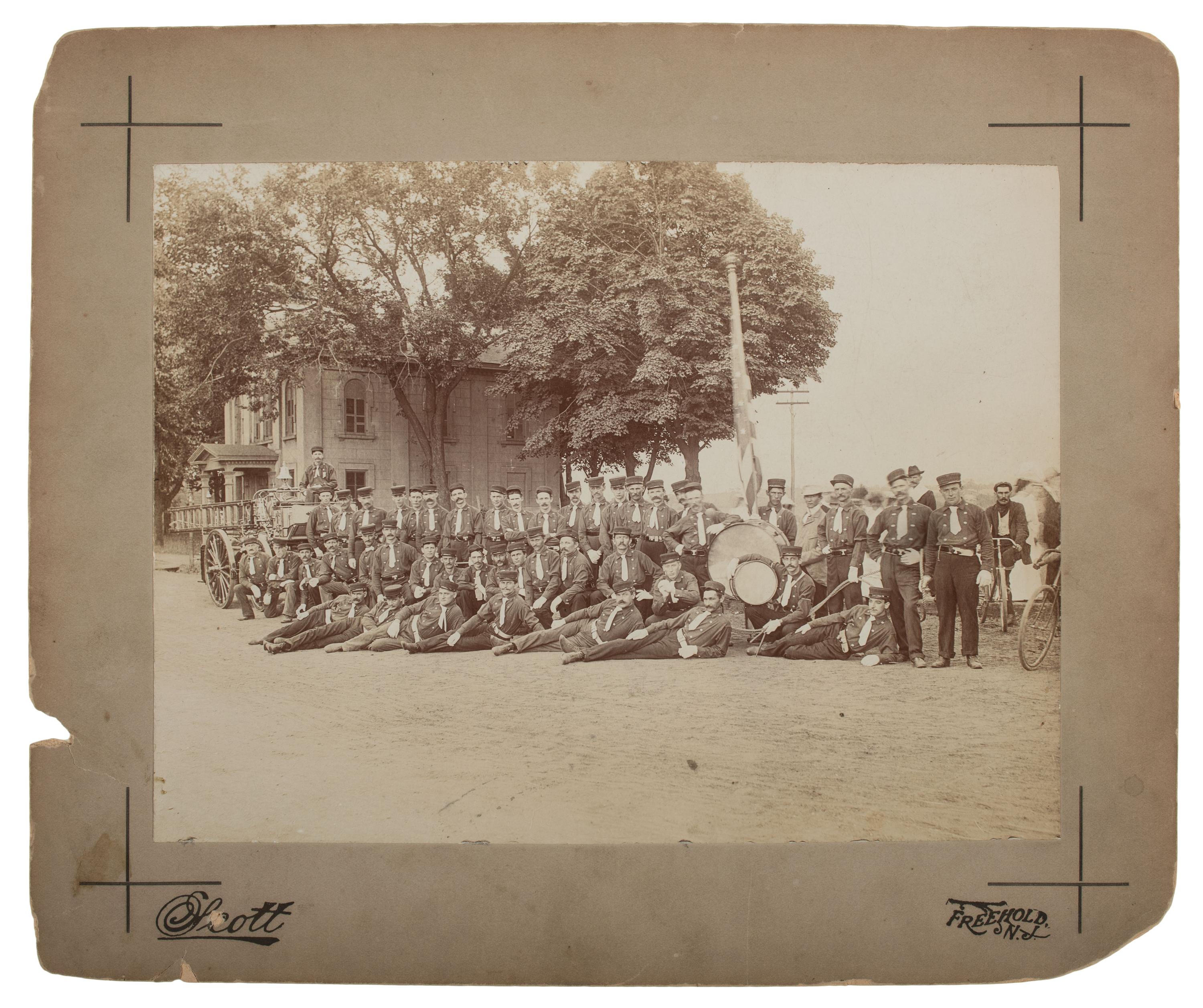 [EARLY PHOTOGRAPHY] -- [FIREFIGHTING]. A group of 2 photographs featuring firefighters, incl. sixth plate tintype of identified New York firefighter.