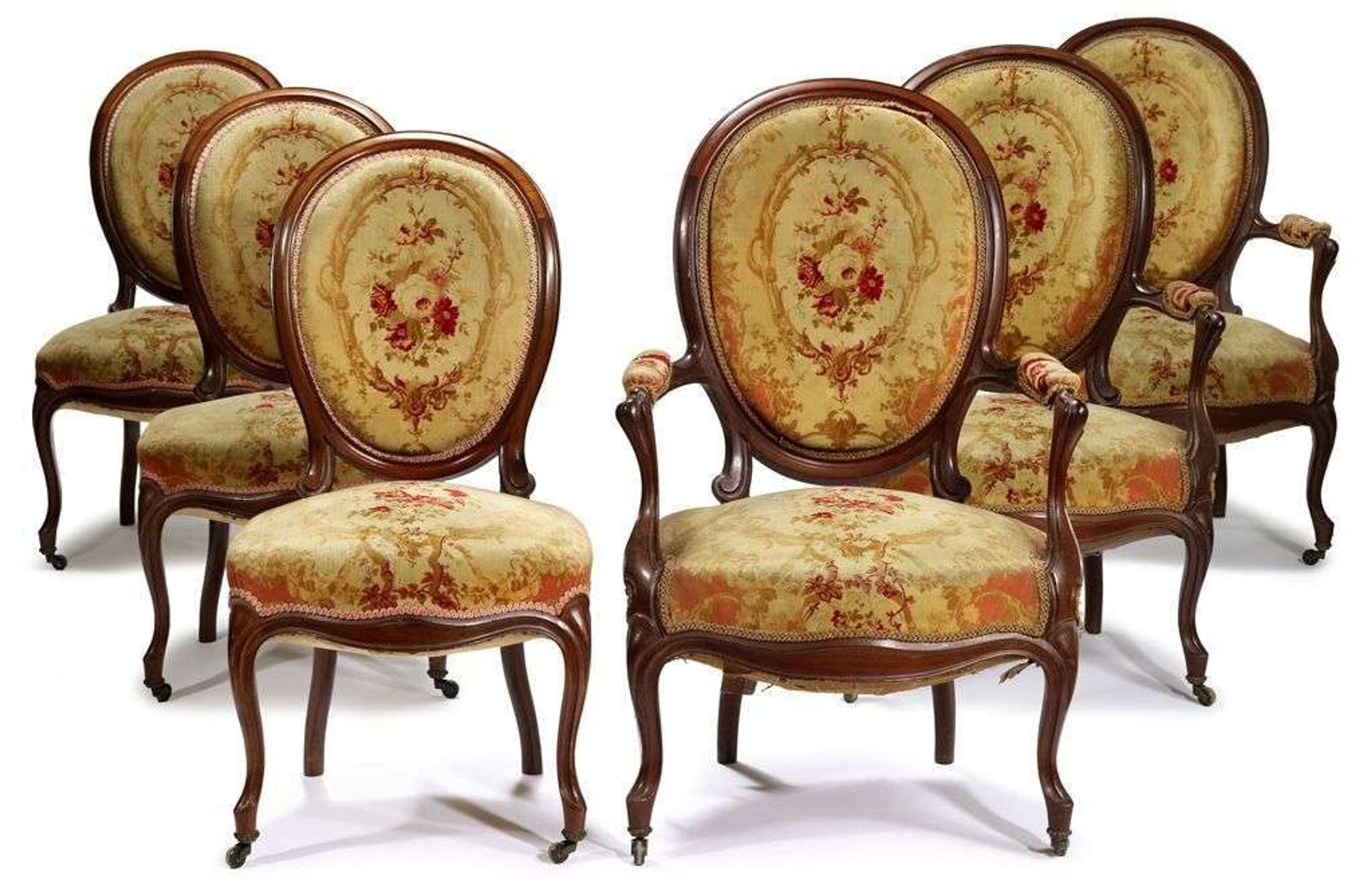 Rococo Revival suite of four side chairs and four armchairs circa 1860