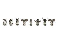 A Set of Eight Ngwenya Glass and Pewter Animal-Form Napkin Rings