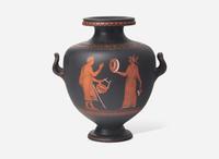 A Wedgwood Encaustic Decorated Black Basalt Handled Vase, UK, circa 1800
