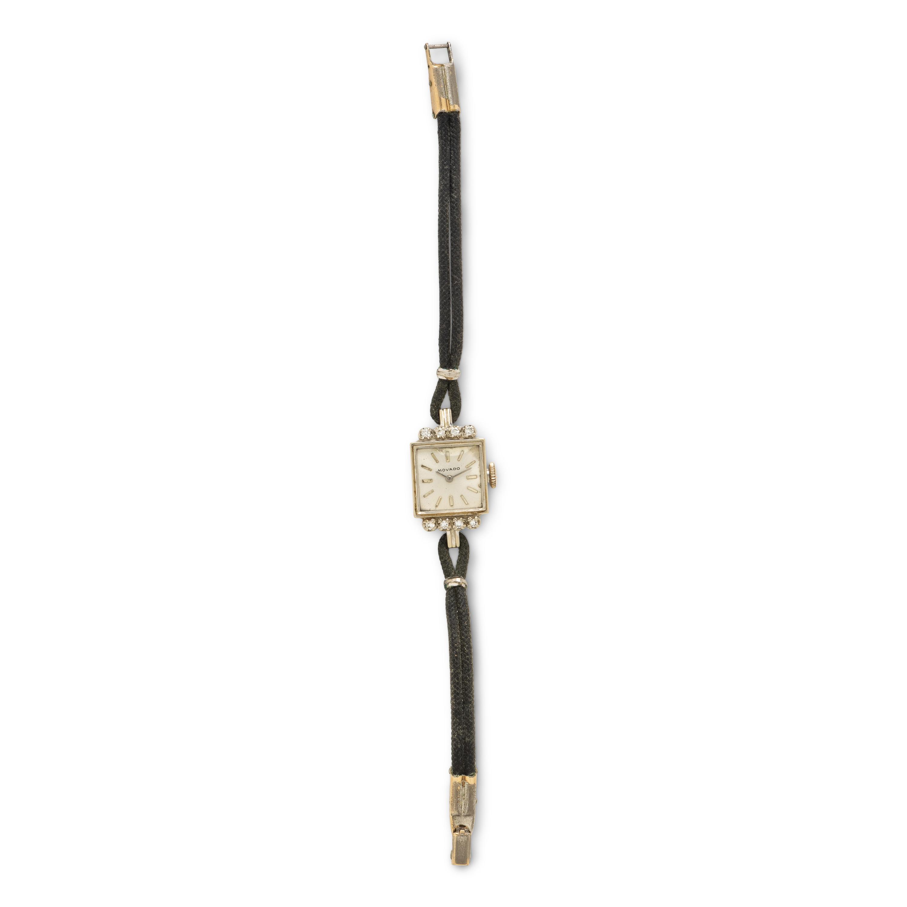 Movado, 14K White Gold and Diamond Watch