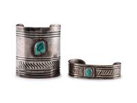 Navajo Silver and Turquoise Cuff Bracelets