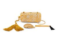 Judith Leiber Gold-Tone Metal/Crystal Minaudière with Tassel