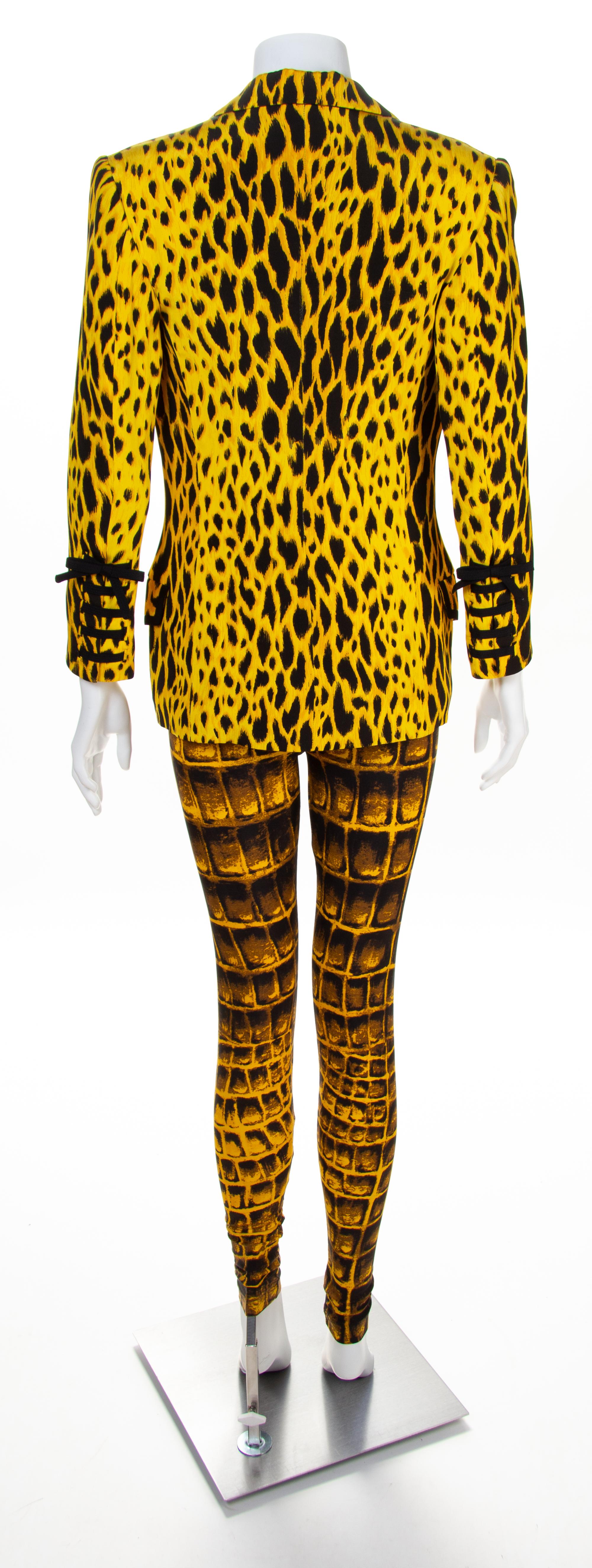 A Gianni Versace Animal Print Ensemble, Jacket and vest size 4, leggings size 42.