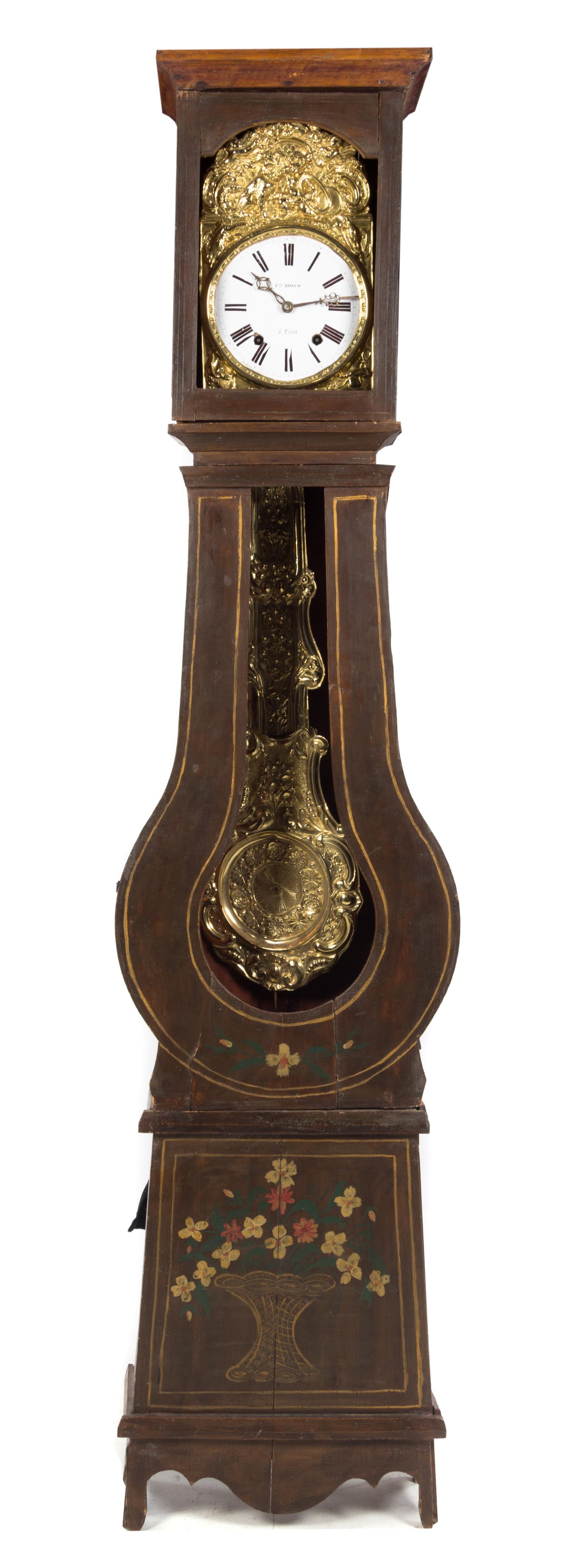 A French Painted Comtoise Clock Height 93 inches. — 19TH CENTURY