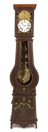 A French Painted Comtoise Clock Height 93 inches. — 19TH CENTURY