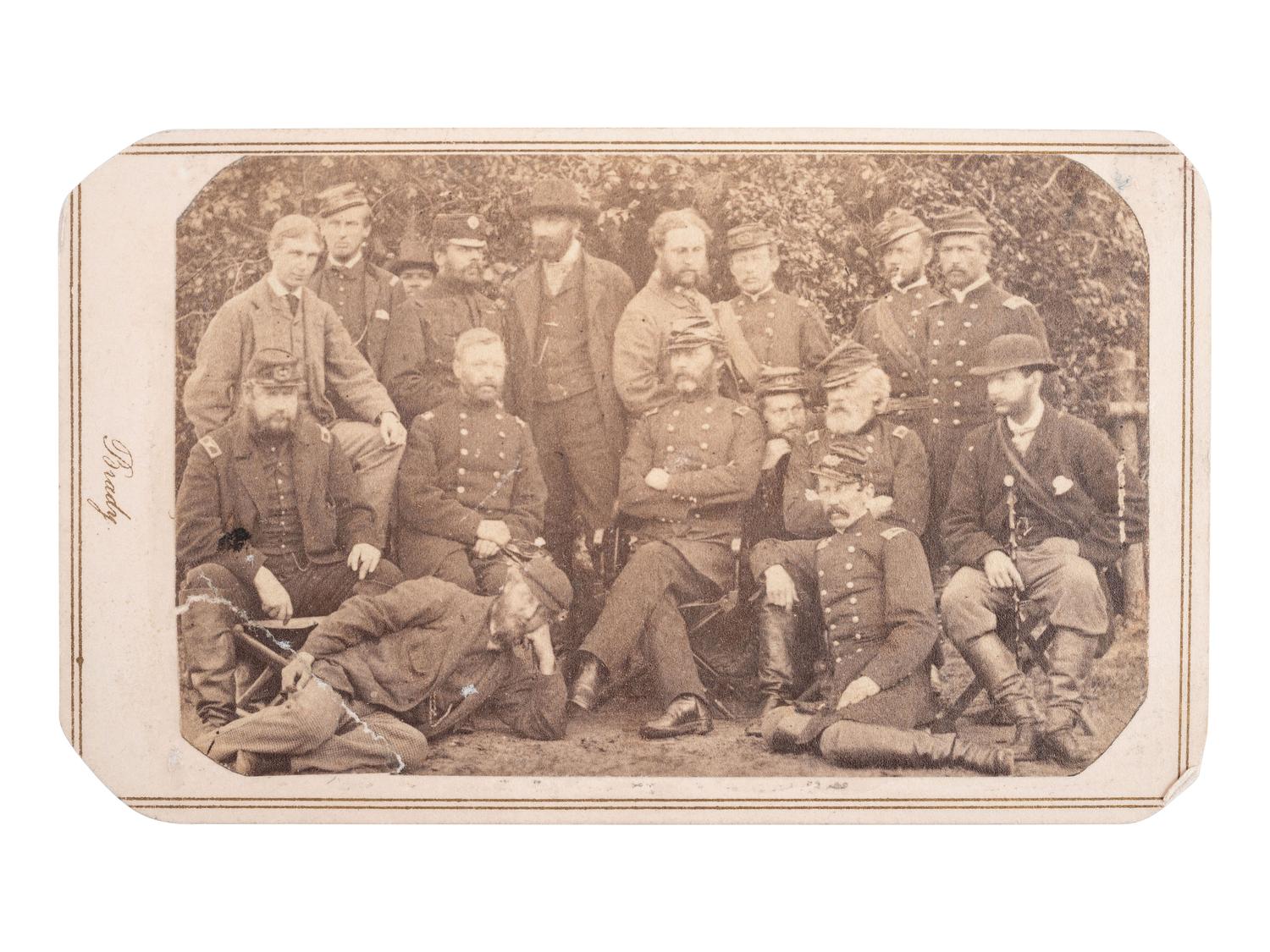 [CIVIL WAR]. BRADY, Mathew, photog. CDV of officers, incl. USMC Paymaster Major Wm. RUSSELL.
