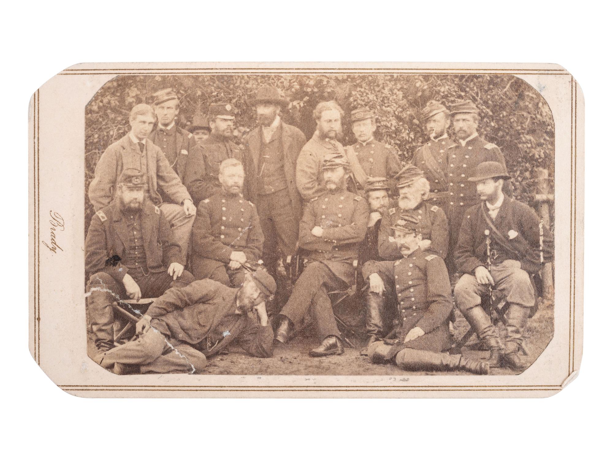 [CIVIL WAR]. BRADY, Mathew, photog. CDV of officers, incl. USMC Paymaster Major Wm. RUSSELL.