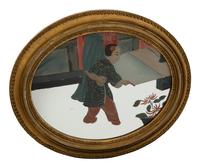 A Pair of Chinese Reverse Paintings on Mirrored Glass