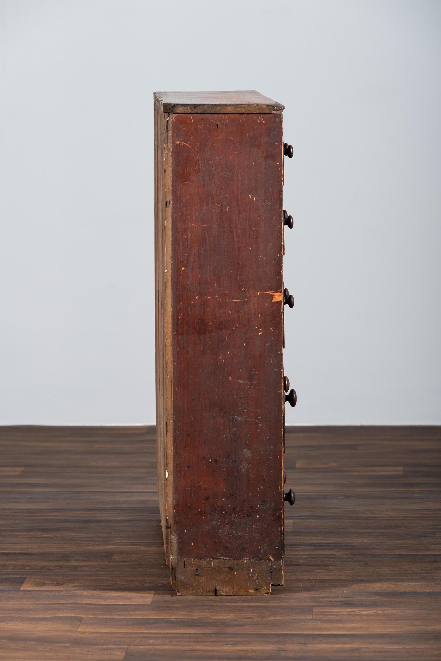 A Country Grain-Painted and Parcel Gilt Pine Apothecary Chest