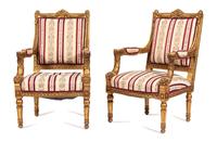 A Pair of Louis XIV Style Carved Giltwood Fauteuils — LATE 19TH/EARLY 20TH CENTURY