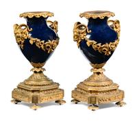 A Pair of Gilt Bronze Mounted Sèvres Style Porcelain Vases