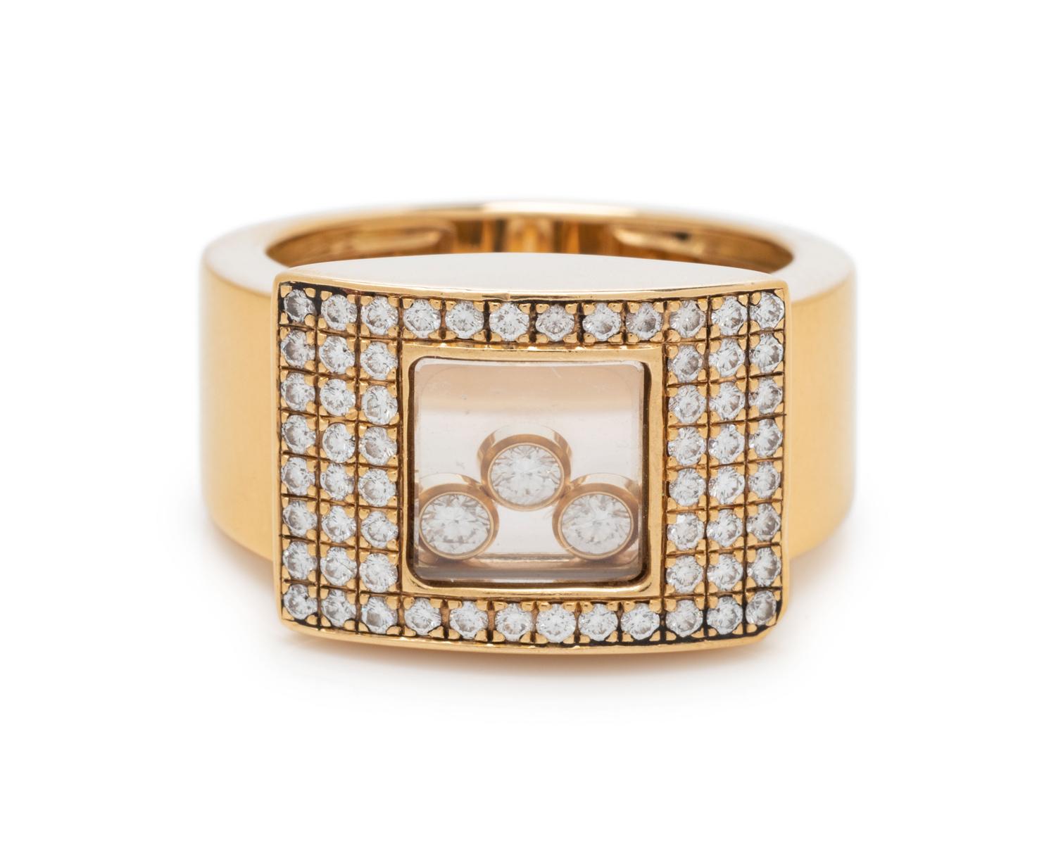 CHOPARD, YELLOW GOLD AND DIAMOND 'HAPPY DIAMONDS' RING
