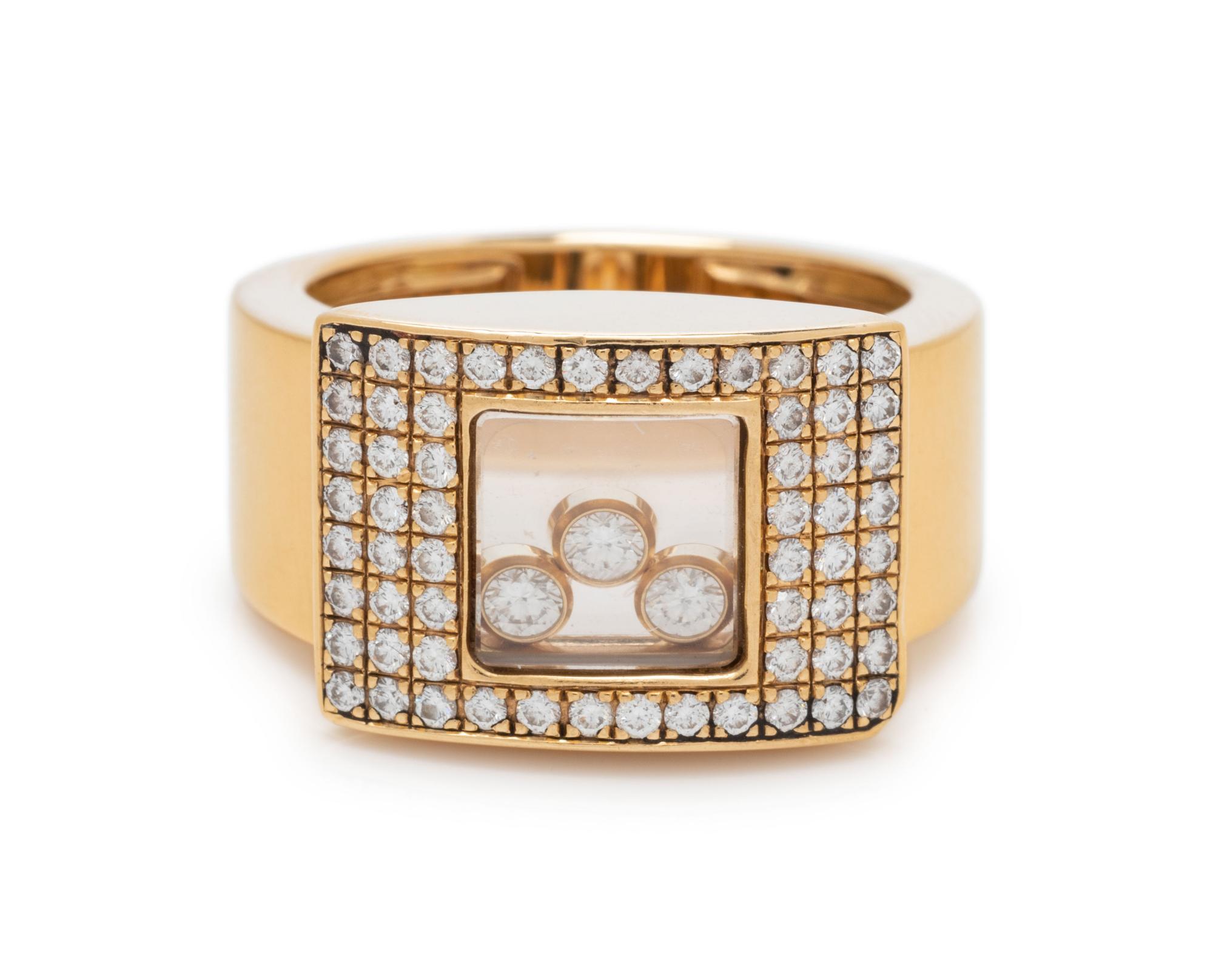 CHOPARD, YELLOW GOLD AND DIAMOND 'HAPPY DIAMONDS' RING